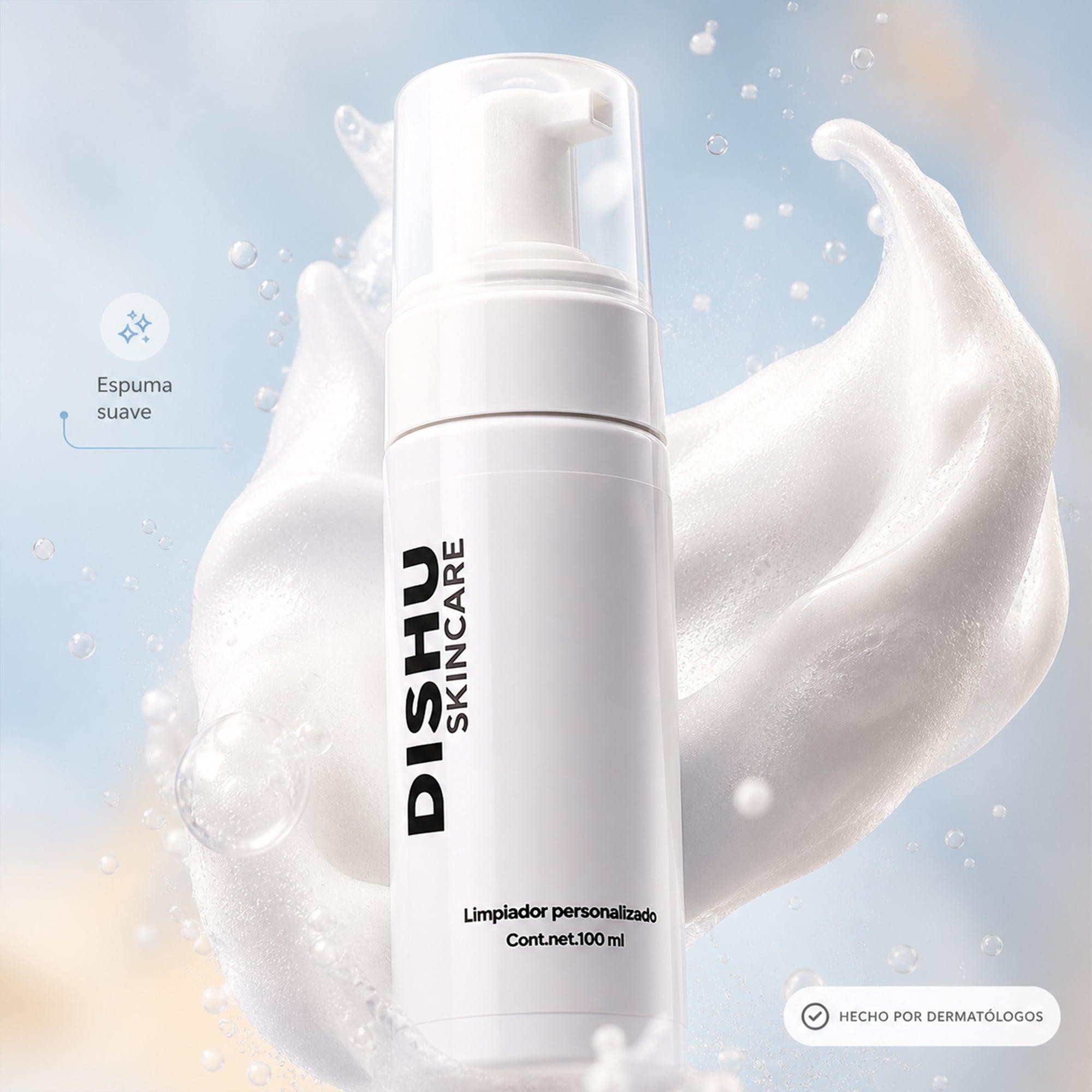 Limpiador personalizado Dishu con espuma suave para piel sensible, hecho por dermatólogos