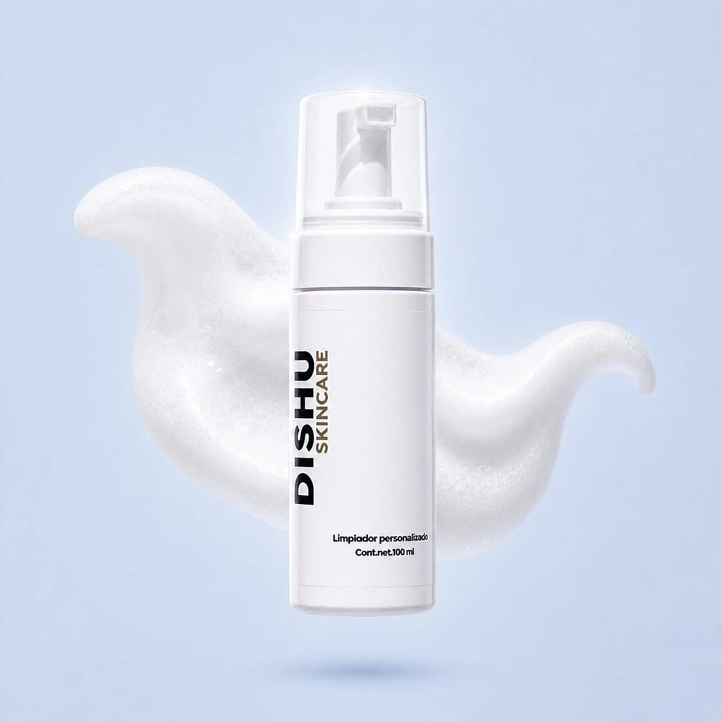 Limpiador personalizado Dishu Skincare con espuma suave para piel sensible y acné